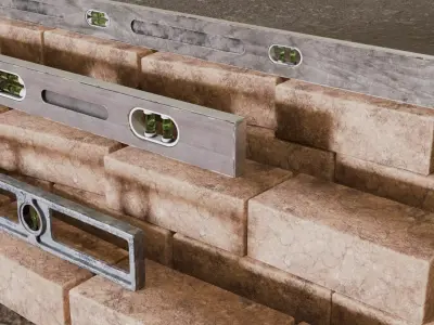 Spirit Level - 3 Set Low-poly 3D model