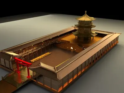 Chinese ancient house 3D model 9
