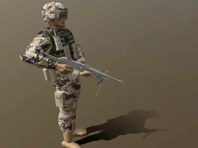 Soldier low poly 3D model Low-poly 3D model