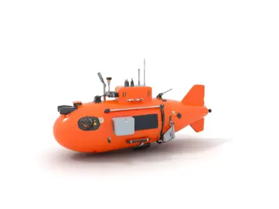 Orange Submarine model pack Low-poly 3D model