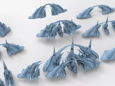 Sci fi Alien Cliff bridge Crystal Shards Collection 3D model