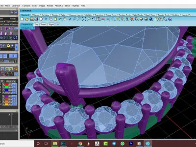  Stone  Diamonds Pendant 3D Model  3D model