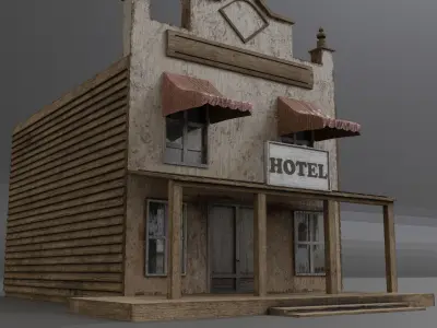 WESTERN HOTEL  Low-poly 3D model