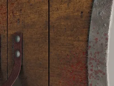 Shield wooden with blood Low-poly 3D model