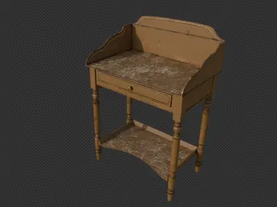 Victorian Painted Wooden Washstand Table with Drawer  Low-poly 3D model