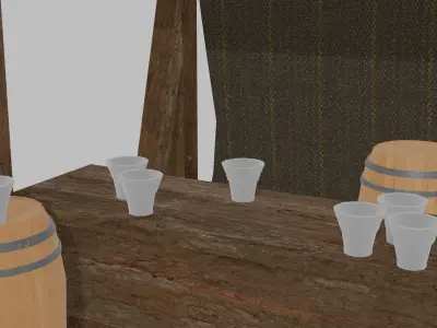 Low Poly Medieval Bar Market Low-poly 3D model