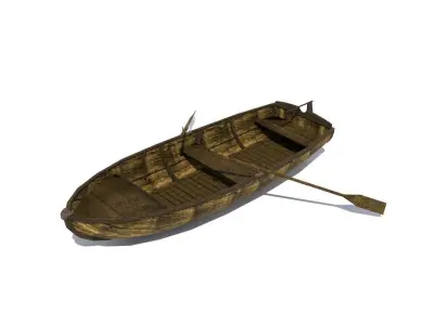 Wooden Life Boat Low-poly 3D model