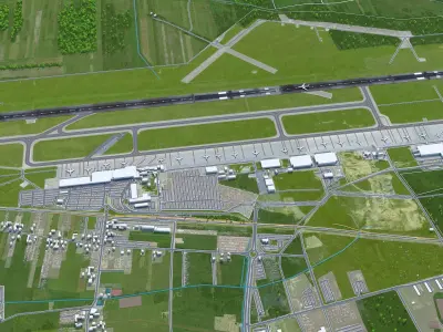 Katowice Wojciech Korfanty Airport 10km Low-poly 3D model