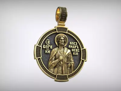 Saint Alexander Nevsky the Prince Icon Antique Medallion 3D print model