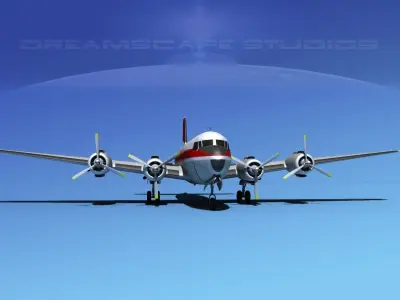Douglas DC-7B Qantas 3D model