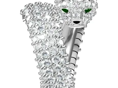Antique Cat Face Diamond Ring for Women 3D print model