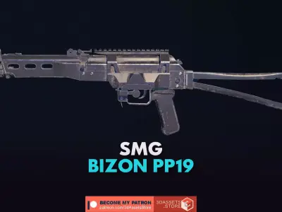 Weapon - Gun - SMG - BizonPP19 Low-poly 3D model