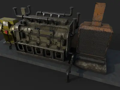Diesel Generator Old Low-poly 3D model