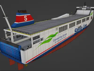 Methanol hybrid ferry Low-poly 3D model