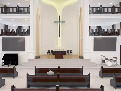 church Low-poly 3D model purchase
