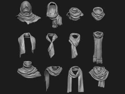 Scarfs for 3d Printable Characters Part 2 3D model