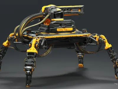 Sci-fi Turret robot 3D model purchase