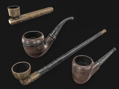 Smoking Pipe Packs Low-poly 3D model