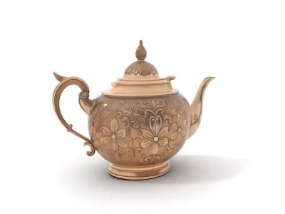 Ornate Bronze Teapot model pack Low-poly 3D model
