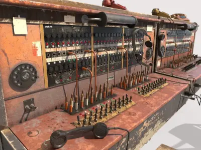 Old Double Telephone Switch 3D model
