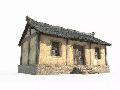 Asian ancient yellow brick houses 3D model