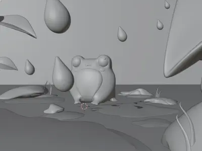 frog in the rain 3D model
