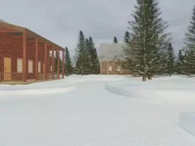 Winter Cabin Village 3D model