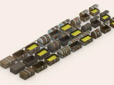 Low Poly Pirate House Fittings - Furniture Asset Pack Low-poly 3D model