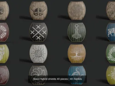 Slavic hybrid shields 40 pieces 3D Model Pack