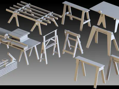 70 Wooden Props- Kitbash- High detail 3d models Low-poly 3D model