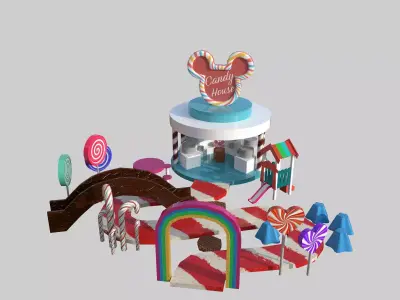 Candy Stall Low-poly 3D model
