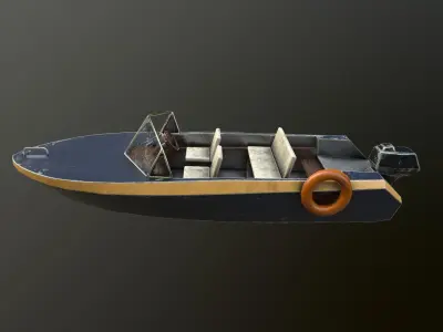 Motor boat Low-poly 3D model