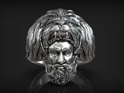 Hercules Nemean Lion Head Greek Myth Antique Ring 3D print model