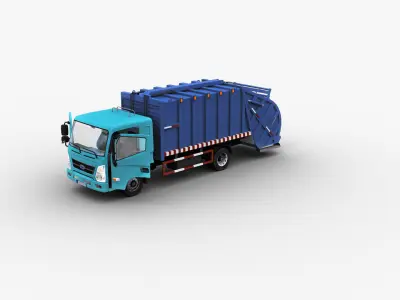 Garbage Truck with interior Low-poly 3D model