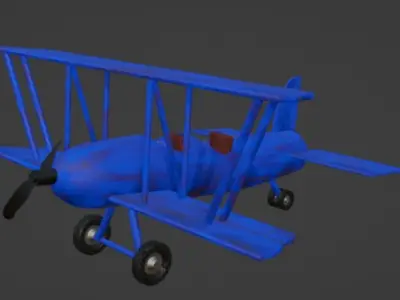 Blue Plane Low-poly 3D model