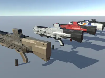 PBR Sci-Fi Shotgun Low-poly 3D model