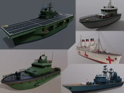 Army ship collection 3D Model Pack