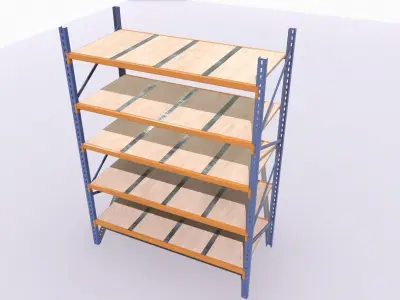 Industrial shelves 3 Low-poly 3D model