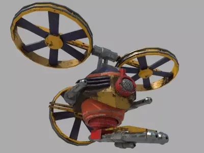Gunship Spaceship Lowpoly  Free low-poly 3D model