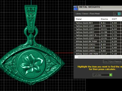 ANTIQUE EYES SHAPE PENDANT 3D PRINTABLE MODEL 3D print model
