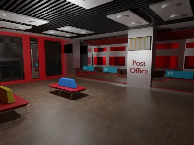 Post Office Interior Low-poly 3D model get