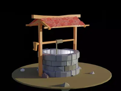 Low Poly Well 3d modeling Free 3D print model