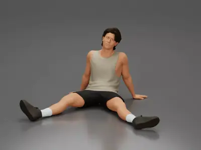 Relaxed Man Sitting with Comfortable Clothing and Footwear 3D print model