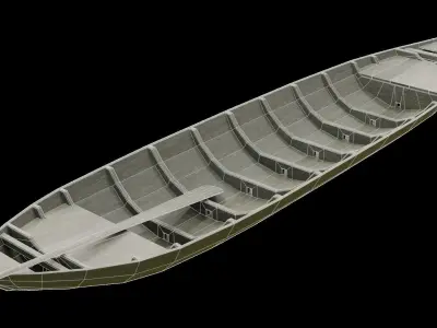 Wooden Boat Low-poly 3D model