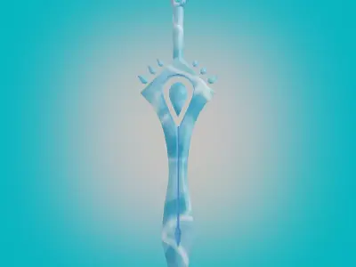 Stylized Water sword PBR low- poly game ready  Free low-poly 3D model