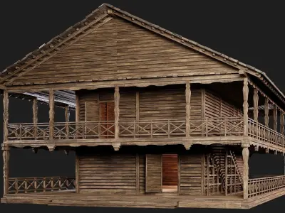 Old Wooden House 4K Textures GameReady 141 Low-poly 3D model