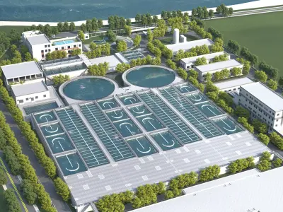Wastewater treatment filtration plant 3D model purchase