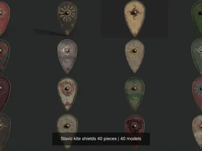 Slavic kite shields 40 pieces 3D Model Pack