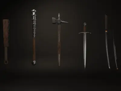 30 Weapons in 1 pack Including textures Low-poly 3D model