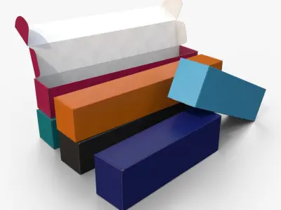Mailer Boxes - Colored Long Packaging Set 3D model